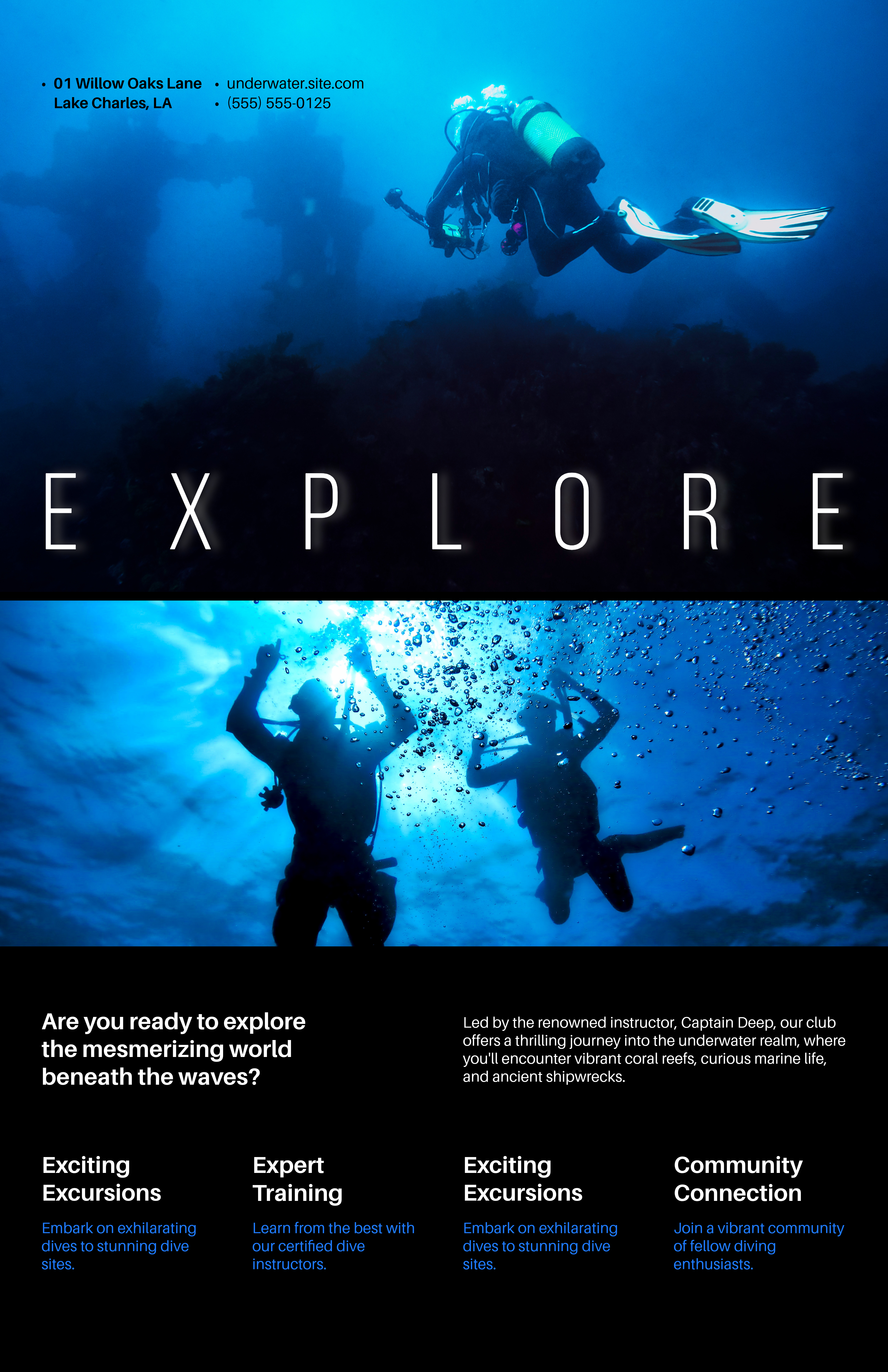 Blue & Aquamarine Fitness Diving Poster