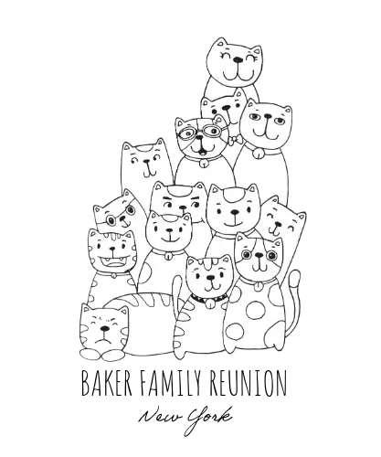 Black and White Cat Family Reunion T-Shirt