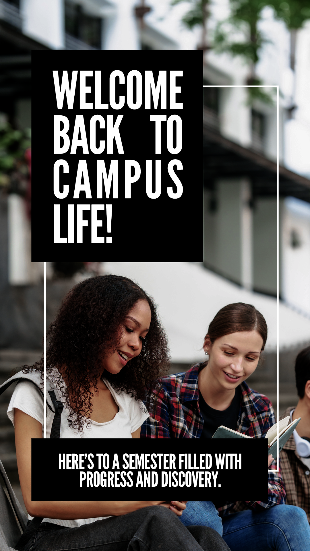 Black Welcome to New Semester Instagram Story