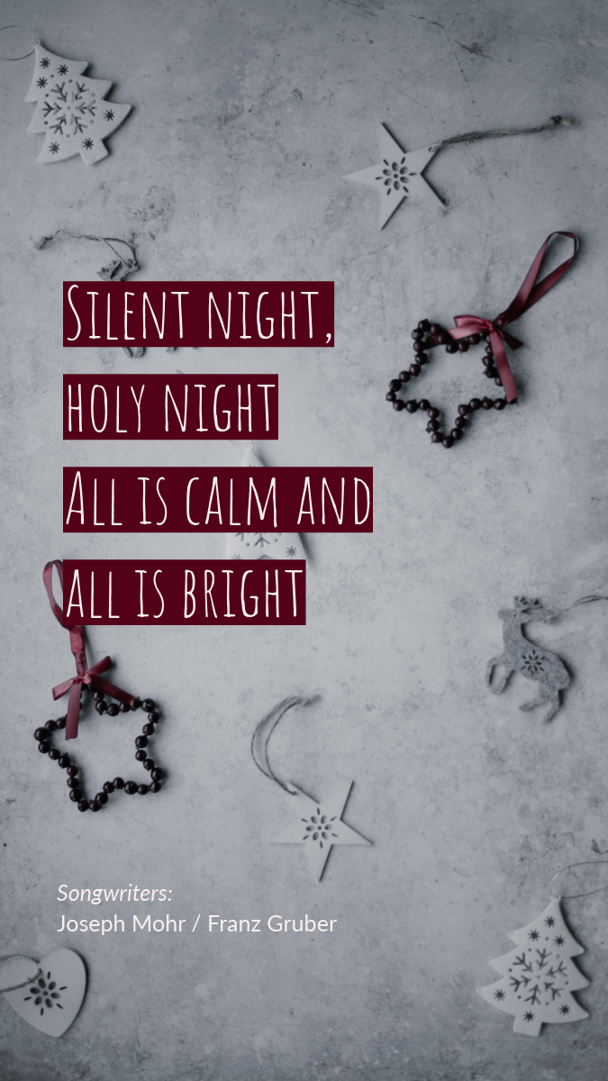 White and Red Silent Night Christmas Song Instagram Story