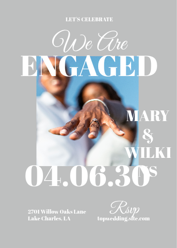Grey Minimal Modern Romantic  Engaged Invitation