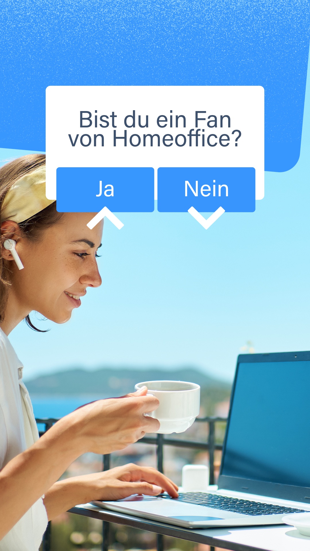 Facebook-Story Blau Interaktion