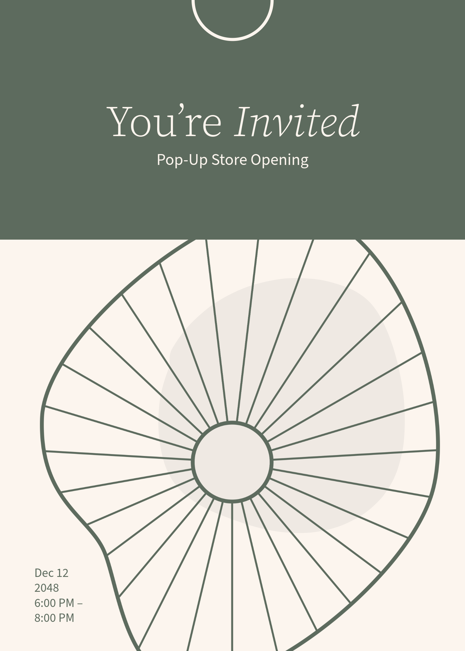 Beige and Green Pop-Up Store Retail Invitation
