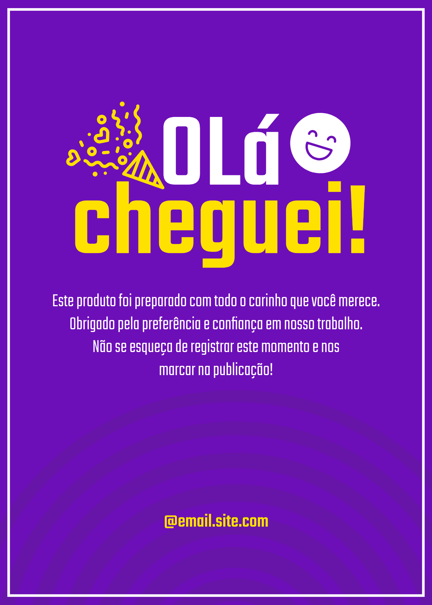 Roxo e amarelo Cartão de produtos para cliente Cartão