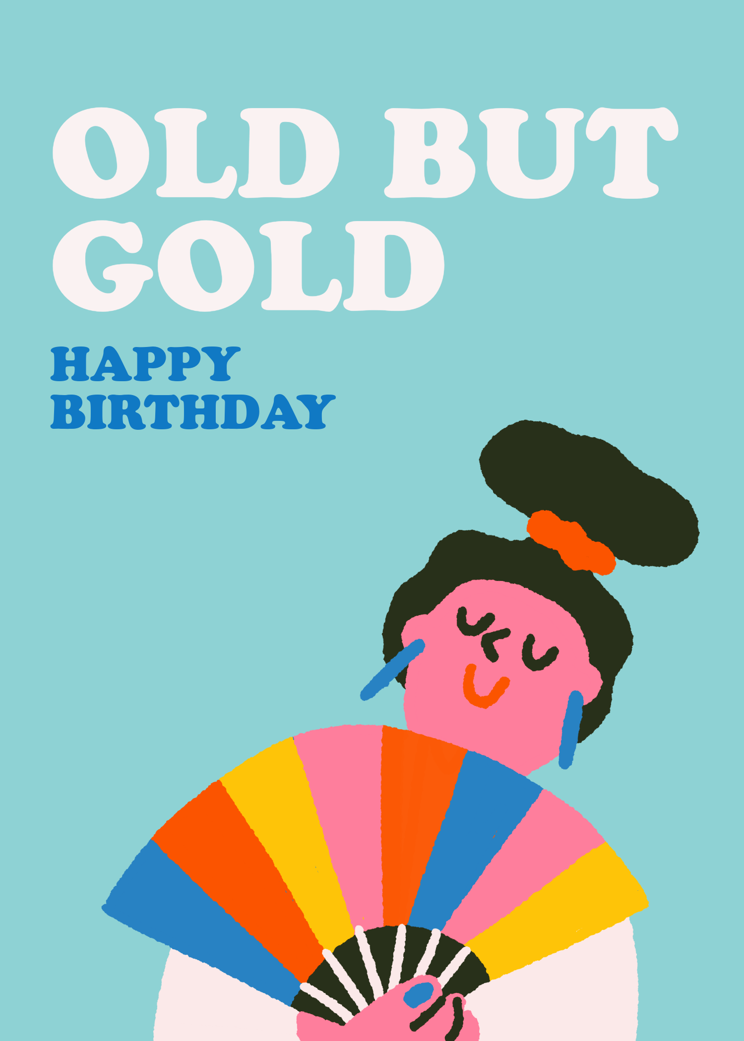 Blue and White Birthday Greeting Card