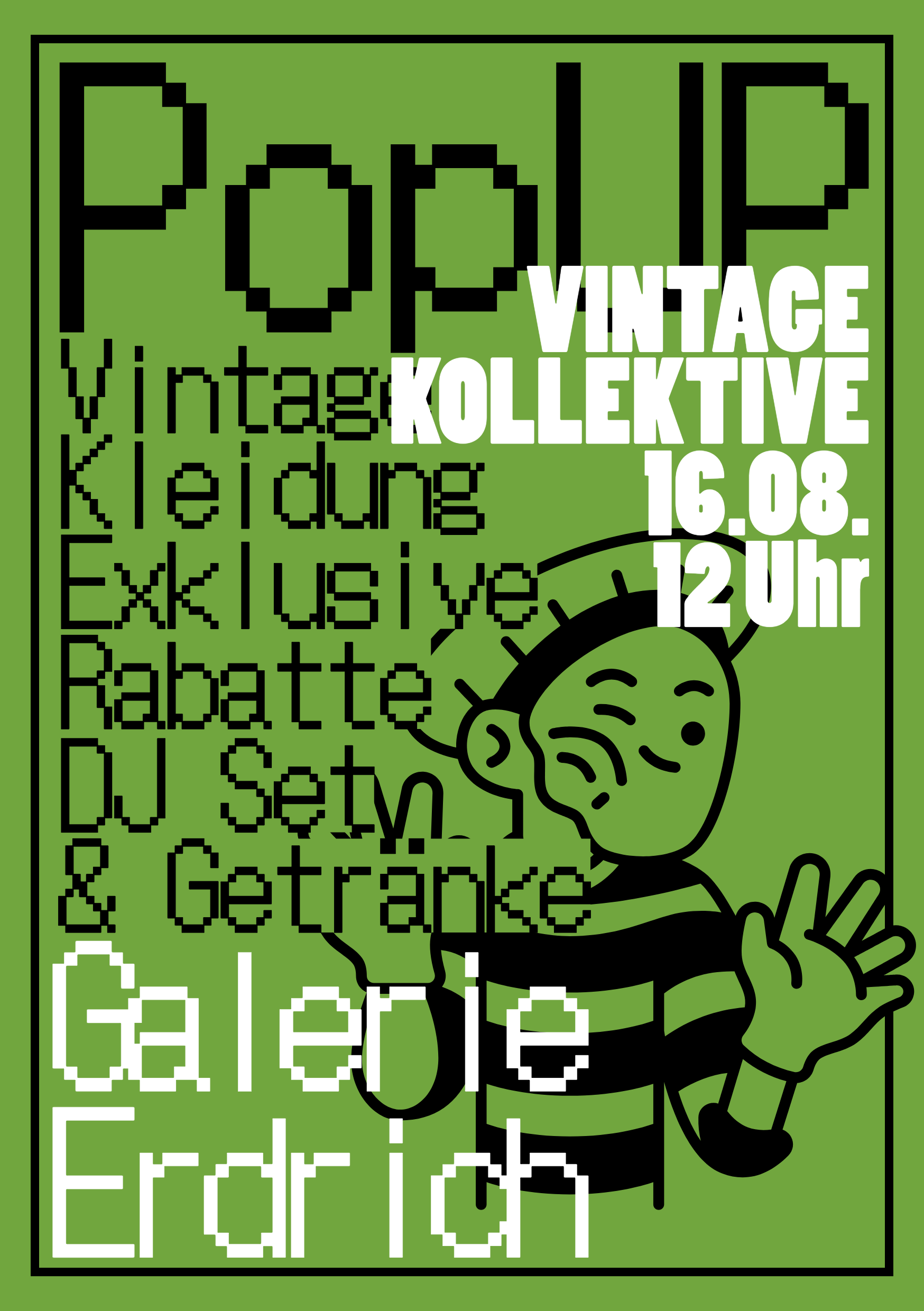 Grün Schwarz Vintage PopUp Flyer