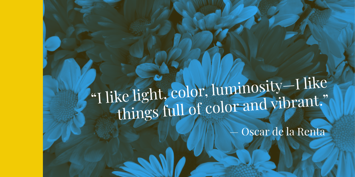 Blue and Yellow Oscar de la Renta Quote Banner