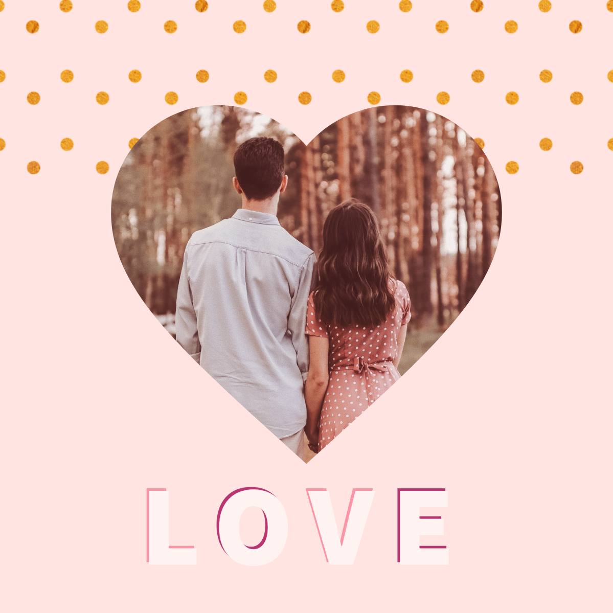 Pink Couple in Heart Photo Love Instagram Post