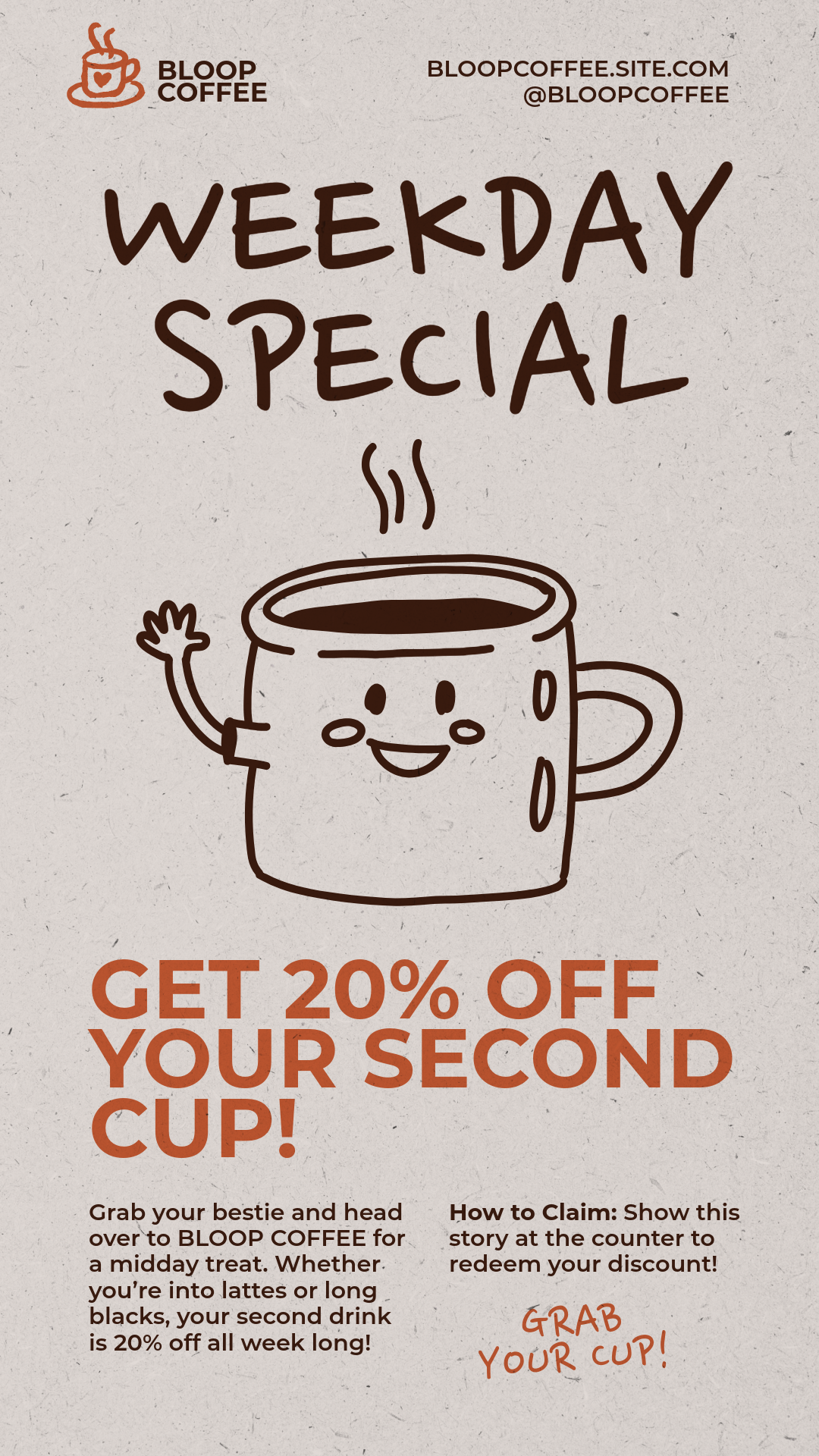 Beige and Brown Weekday Special Sale Promotion Instagram Story Ad