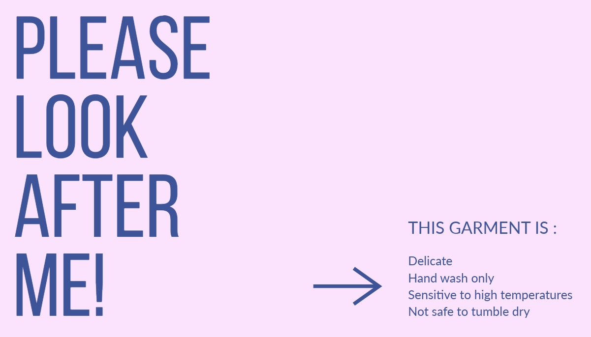 Pink Clothing Care Guide Business Card Horizontal