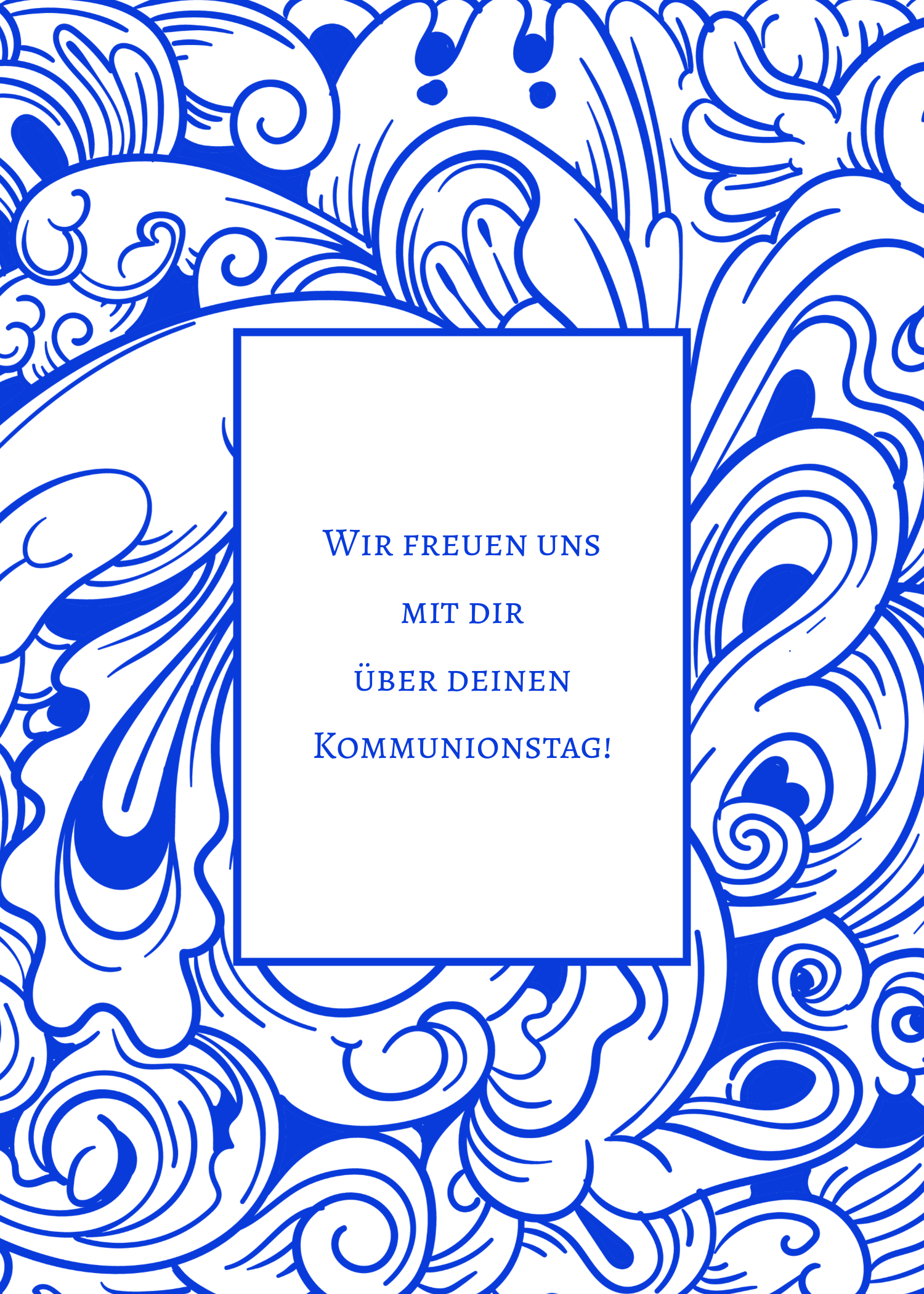 Blaue Kommunionskarte