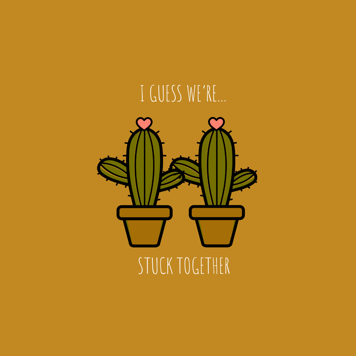 Orange Cactus Illustration Funny Valentines Day Instagram Post