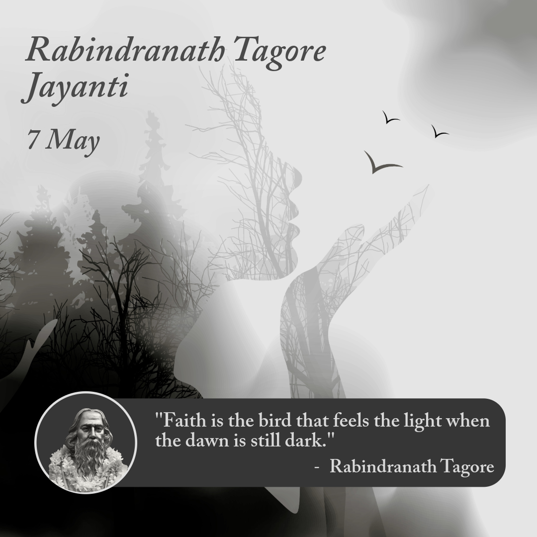 Grey Rabindranath Tagore Jayanti Instagram post