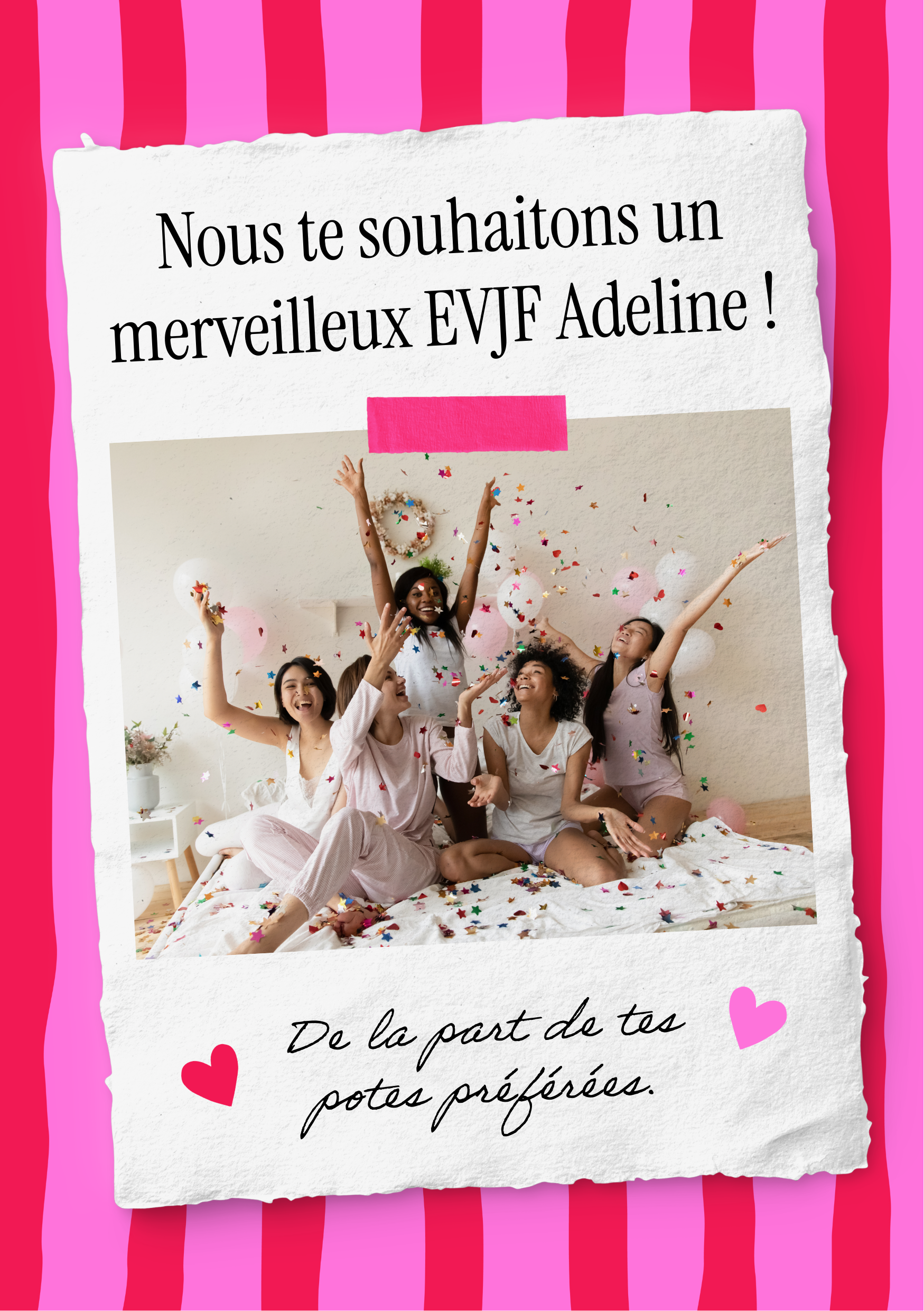 Carte Rose et Rouge Souhaits EVJF