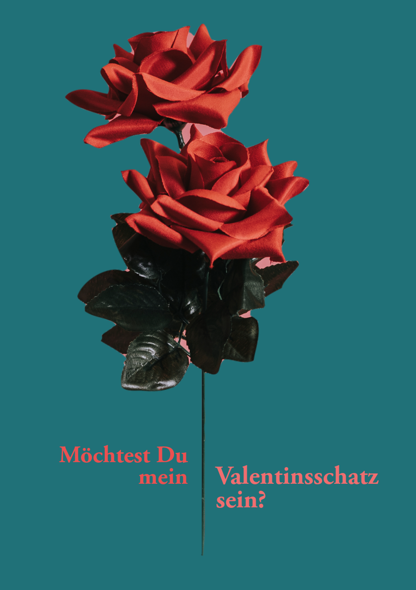 Teal and Red Rose Valentine's Day Card