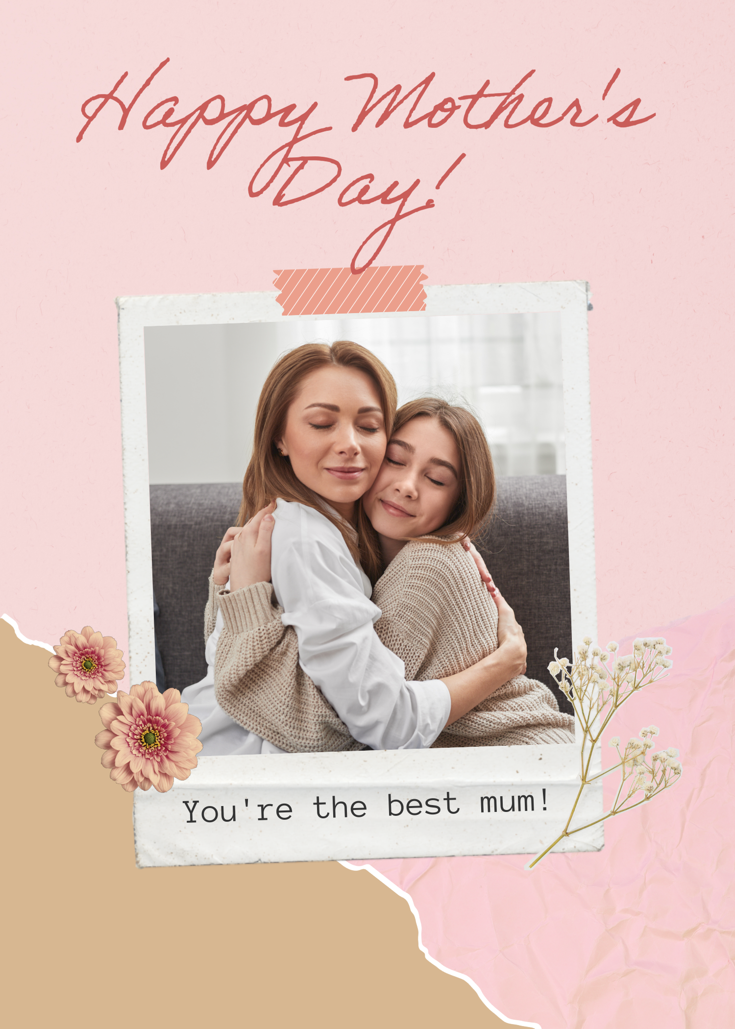 Pink And Beige Happy Mother's Day Card