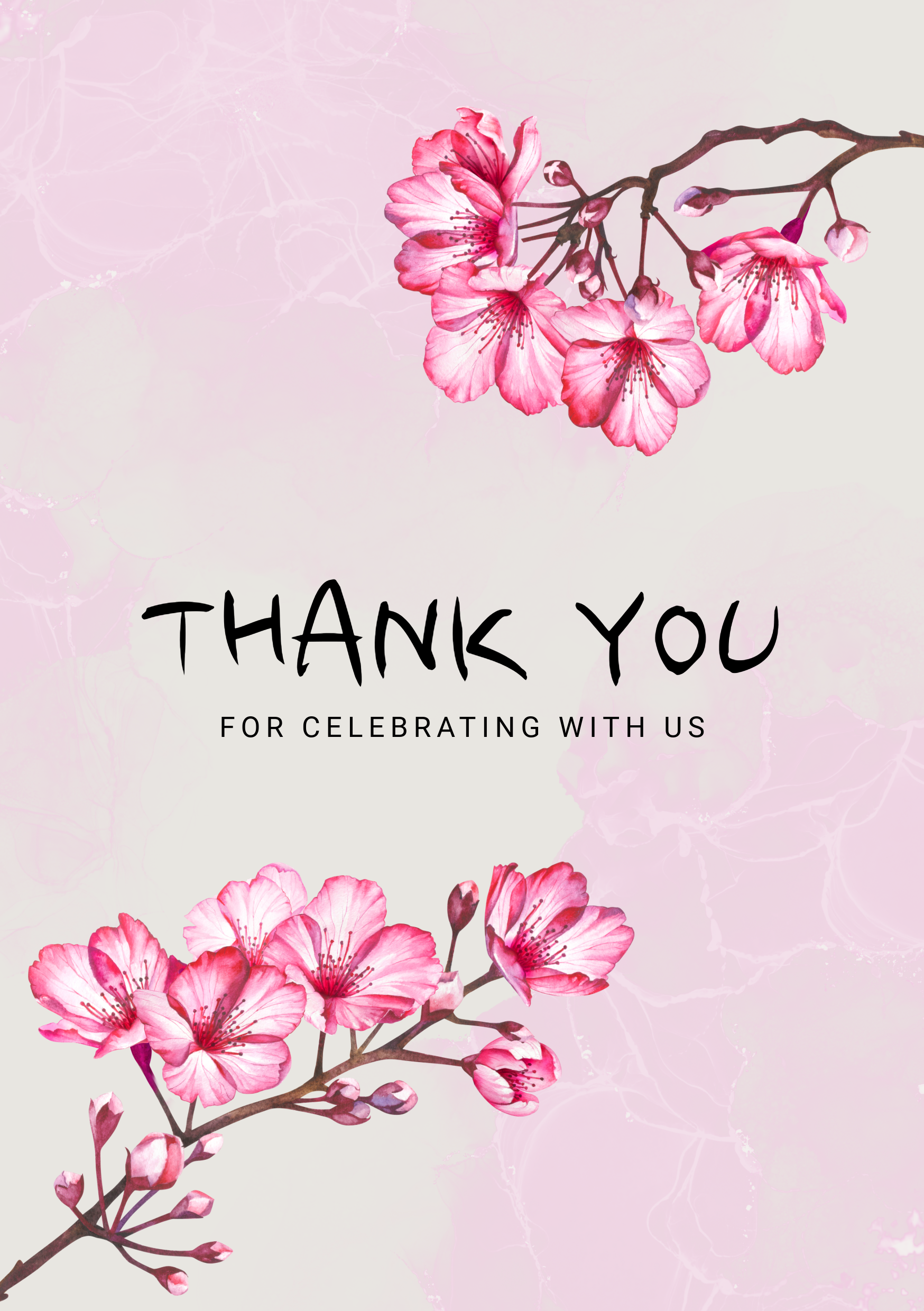 Pink Floral Thank You For Celebrating Card A5