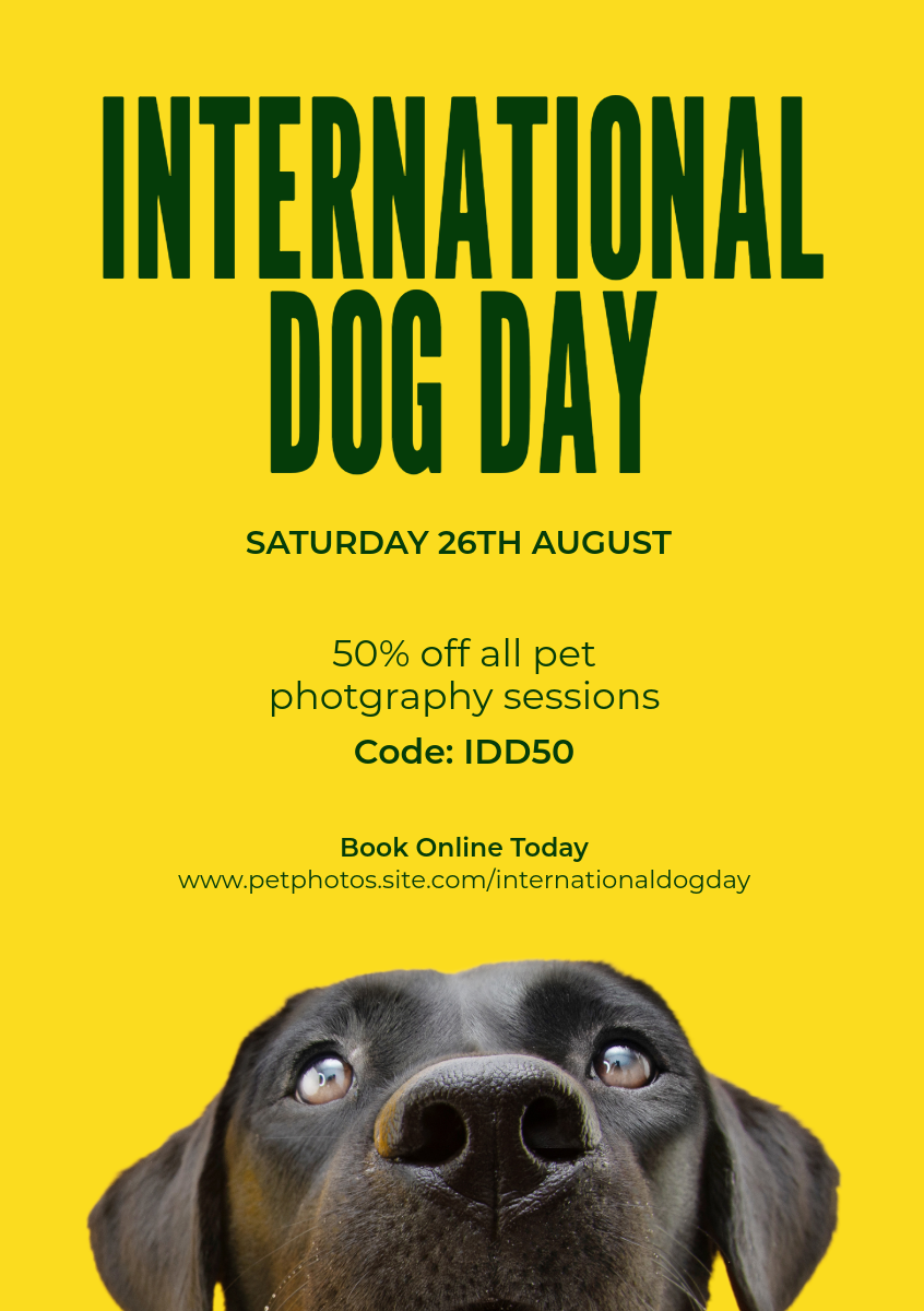 Yellow & Green International Dog Day Photo Session Flyer