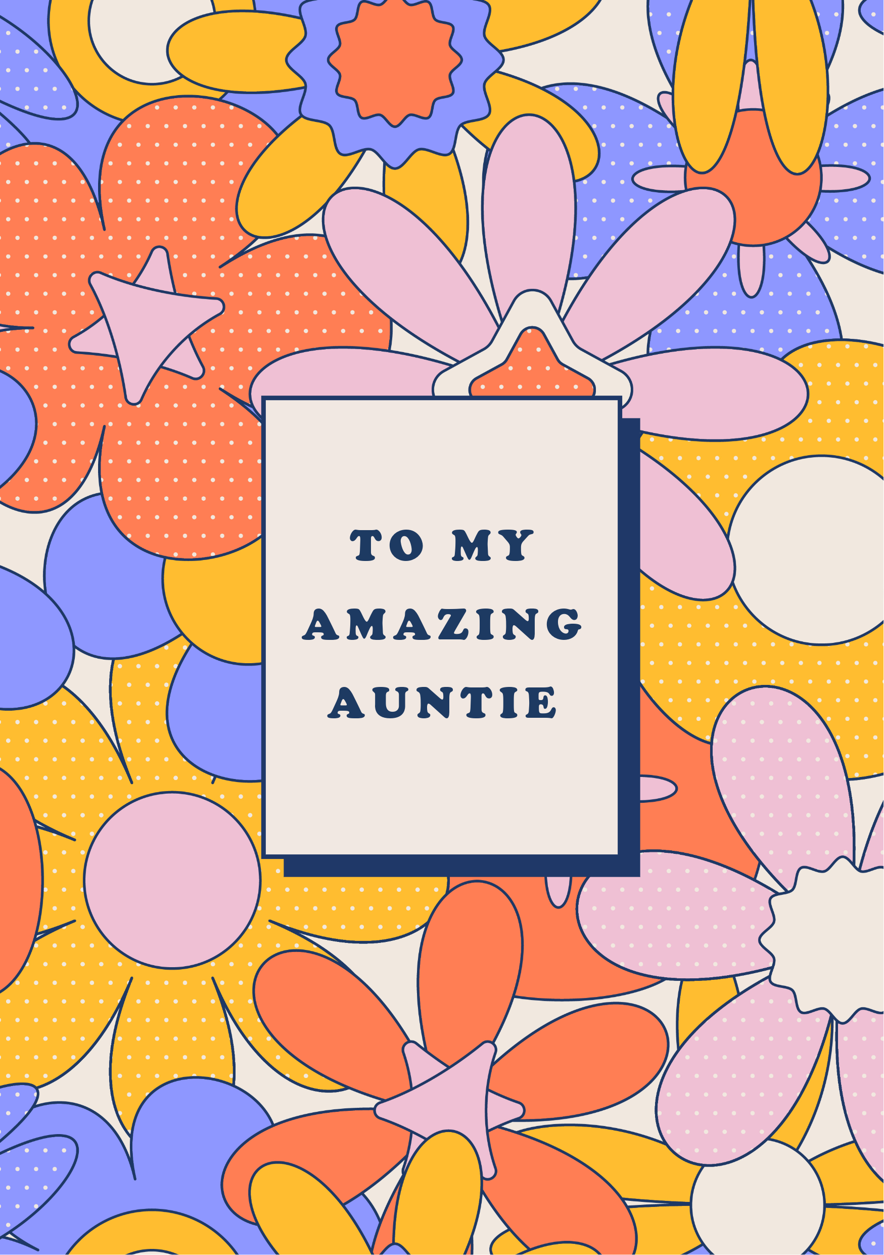 Pink, Orange and Navy Auntie Birthday Card