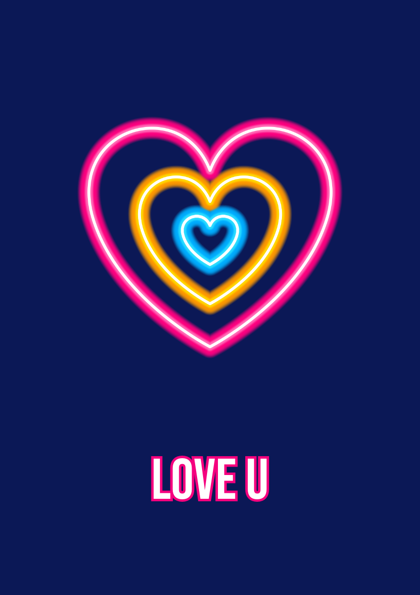 Navy and Neon Valentine's Day Card