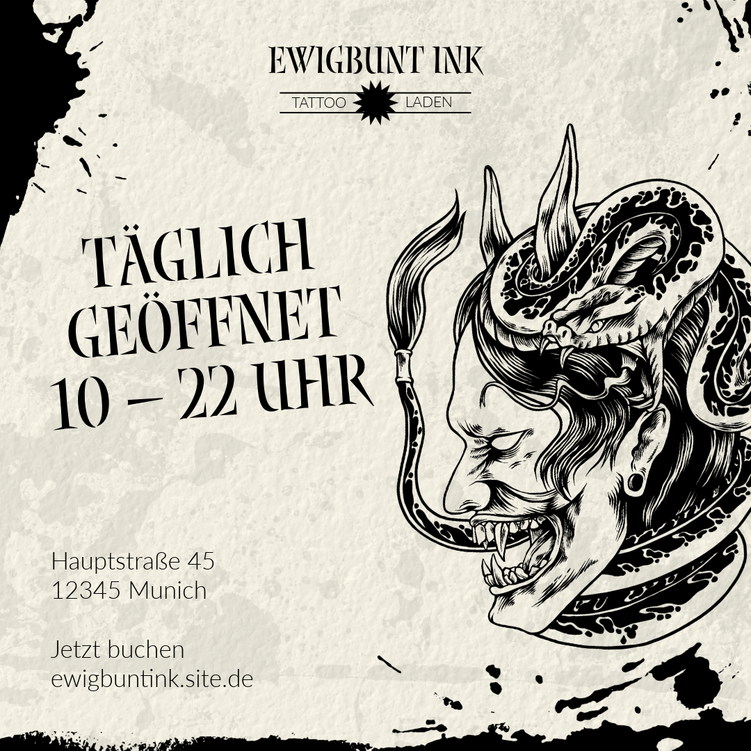 Schwarzer und grauer Tattoo-Shop Facebook-Beitrag
