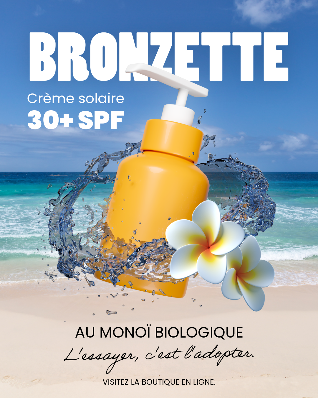 Publicité Instagram Bleue et Jaune Crème Solaire