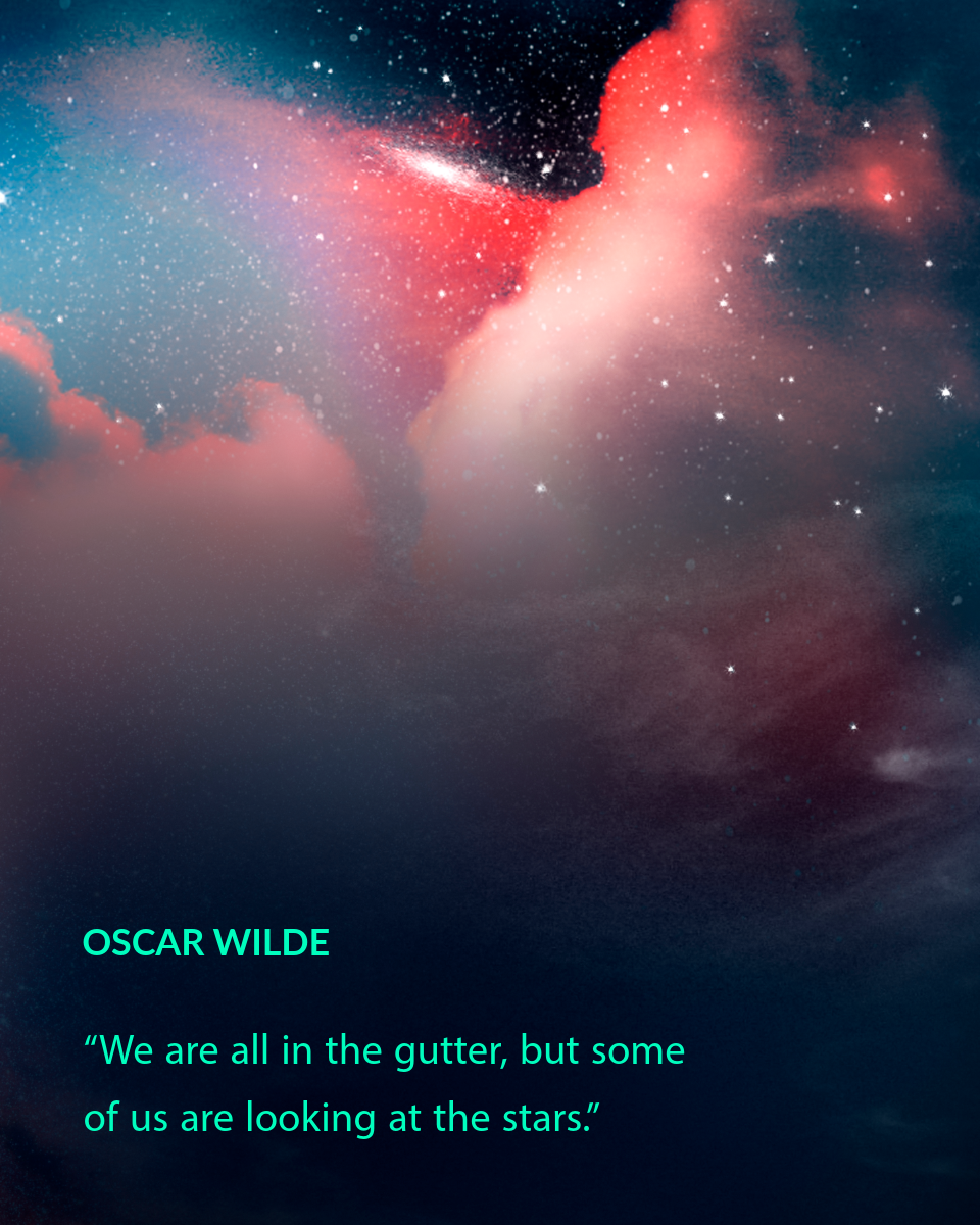 Blue Pink & Green Stars Oscar Wilde Instagram Portrait Post