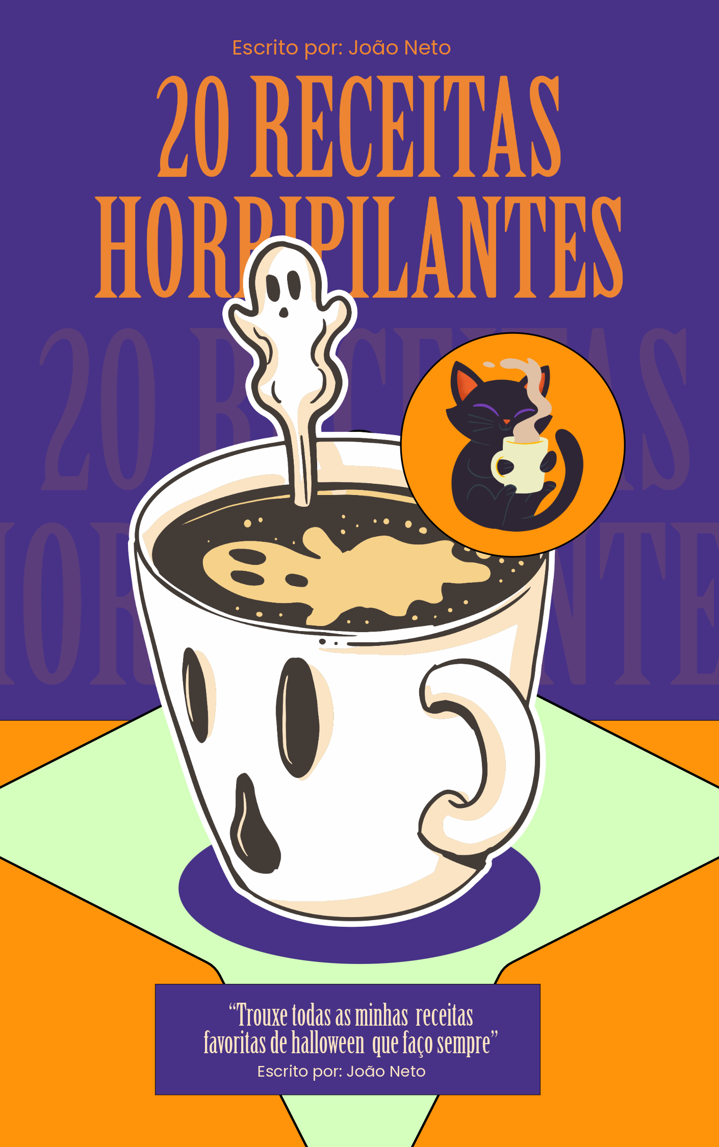 Roxo e Laranja Receitas Halloween Capa de Livro