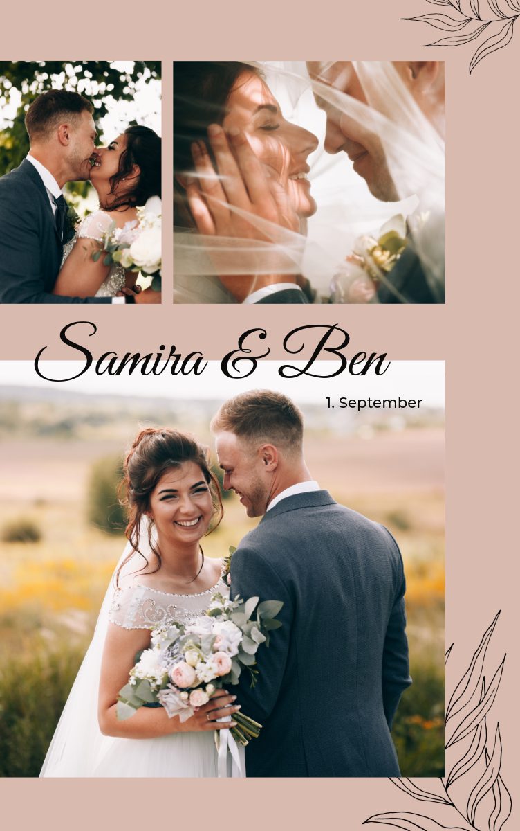 Rose Floral Wedding Album Collage