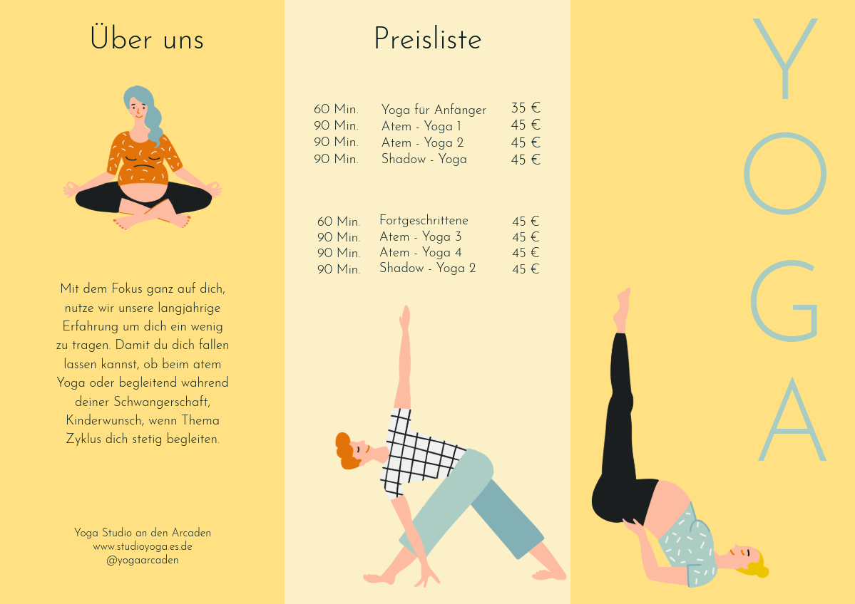 Pastel Yellow Soft Illustrated Yoga Broschure