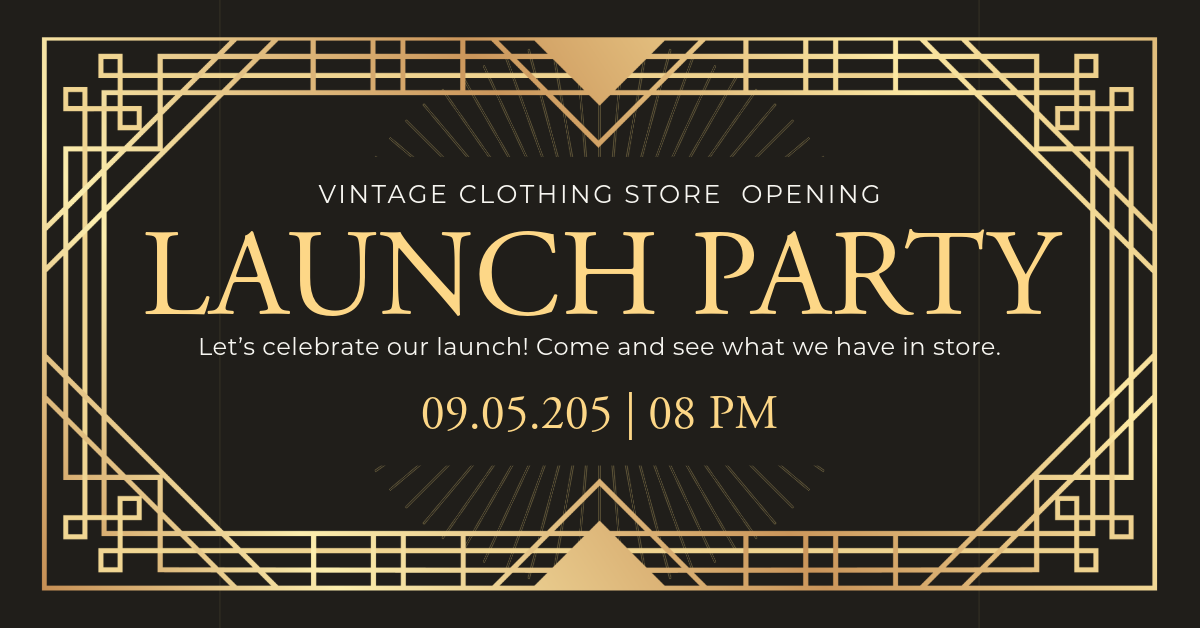 Gold Black Launch Party Facebook Post