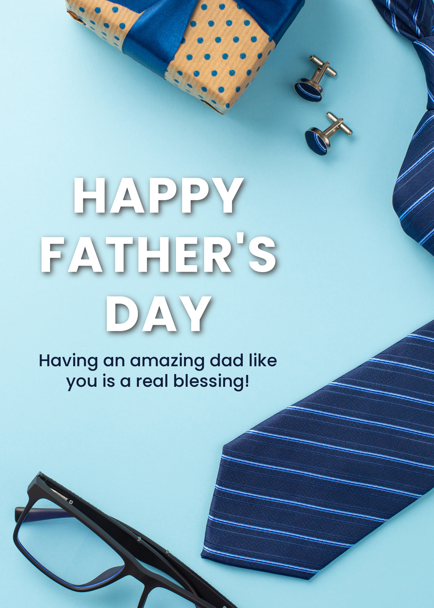 Blue Happy Father's Day Card