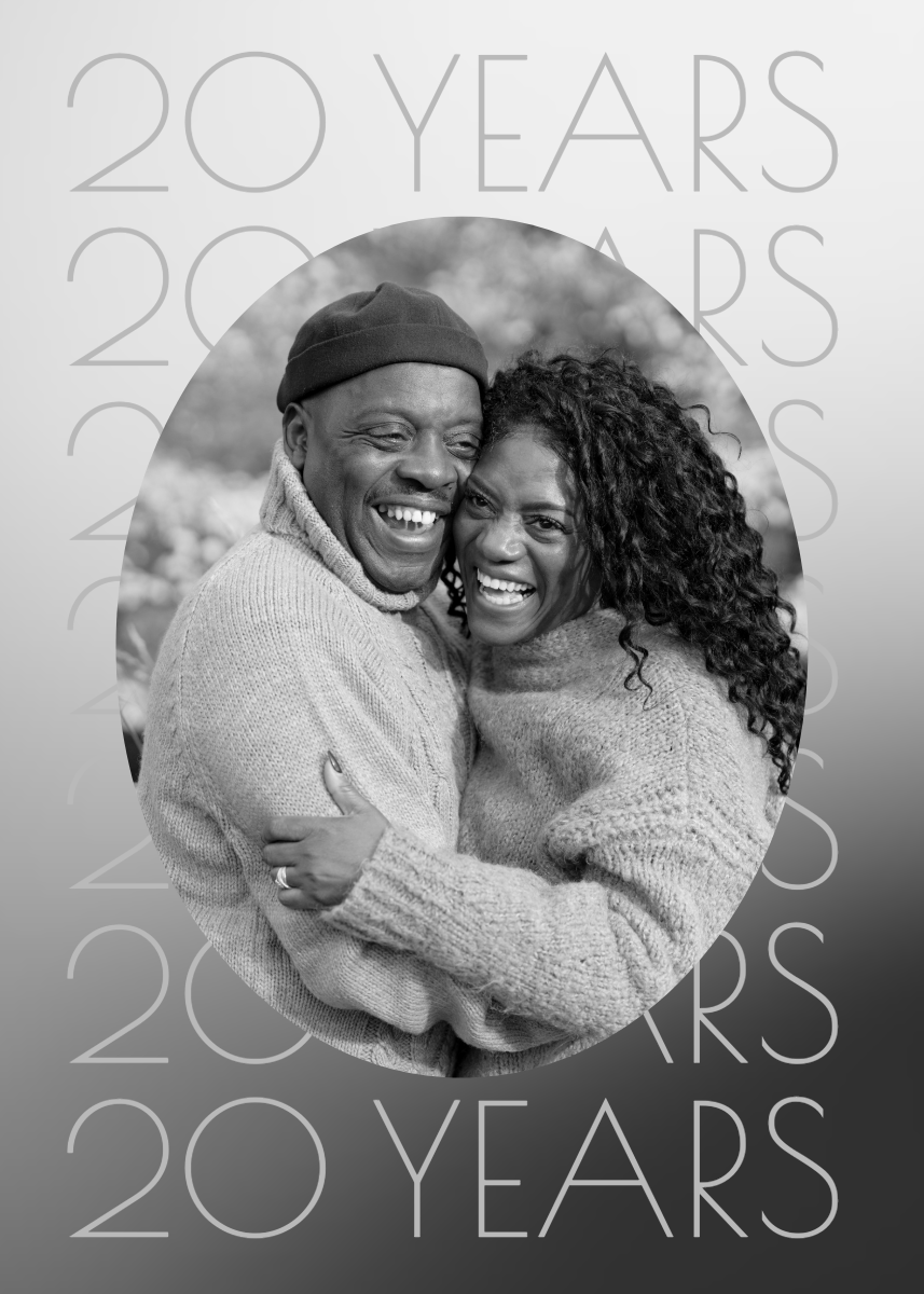 Grey Gradient 20 Years Anniversary Card