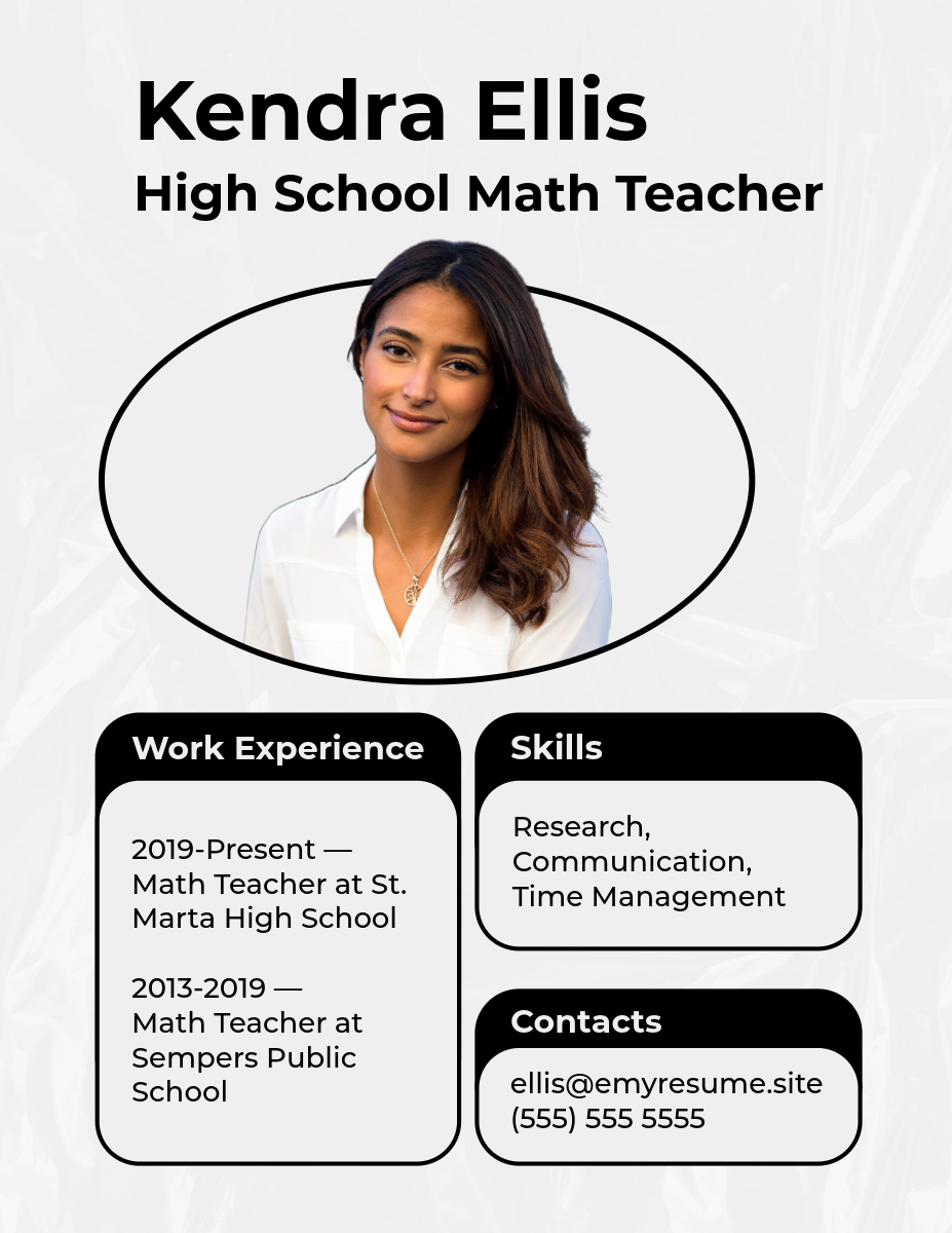 Black White Teacher Tutor Resume