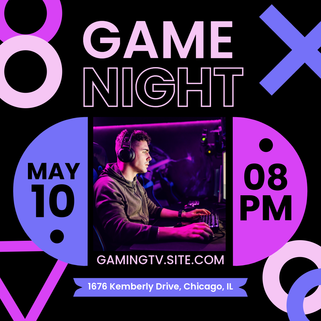 Blue And Fuchsia Gaming Facebook  Post