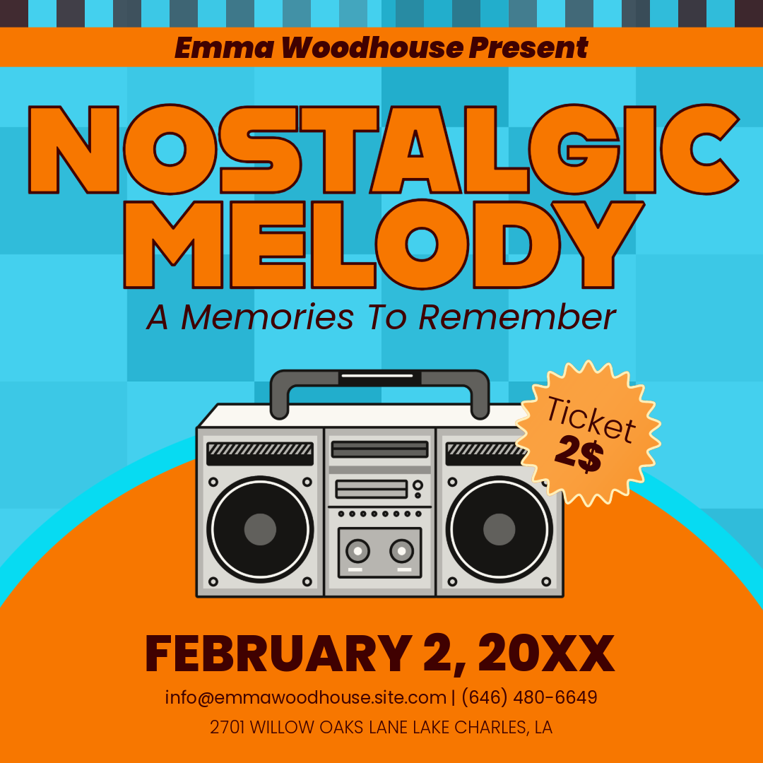 Red And Blue Nostalgic Music Concert Facebook Post