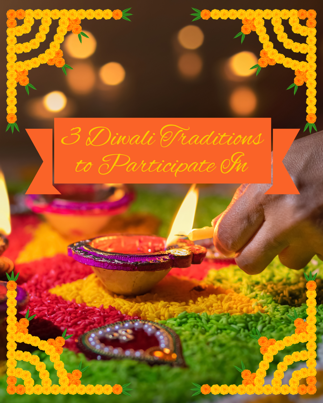 diwali traditions orange yellow flower light info instagram carousel