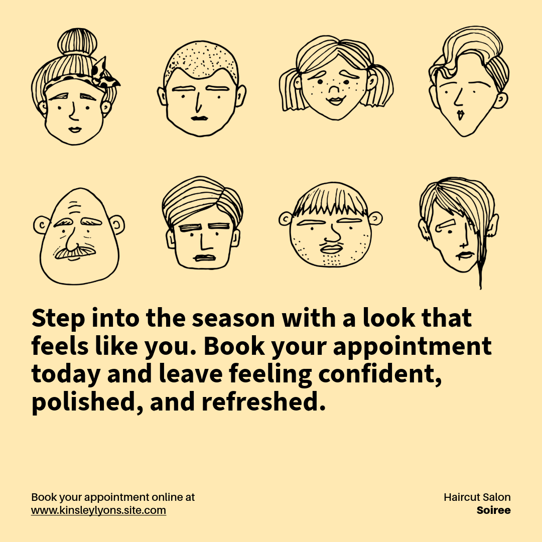 Yellow Black Haircut Salon Facebook Post