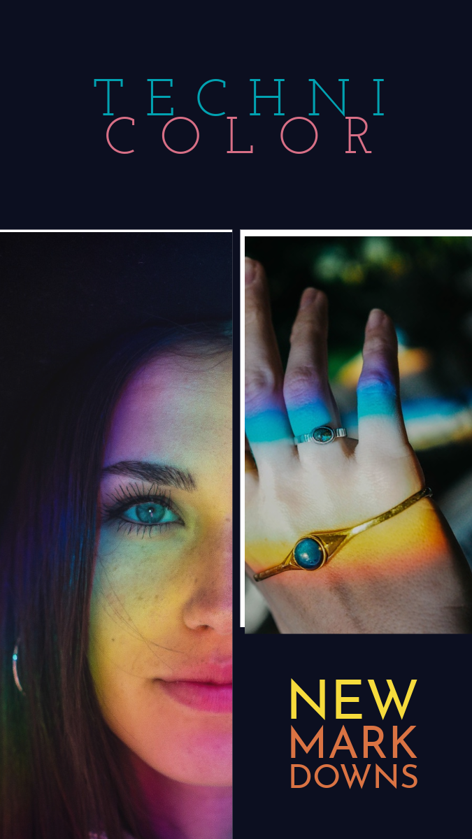 Black and Multicoloured with Female Portrait Instagram Story