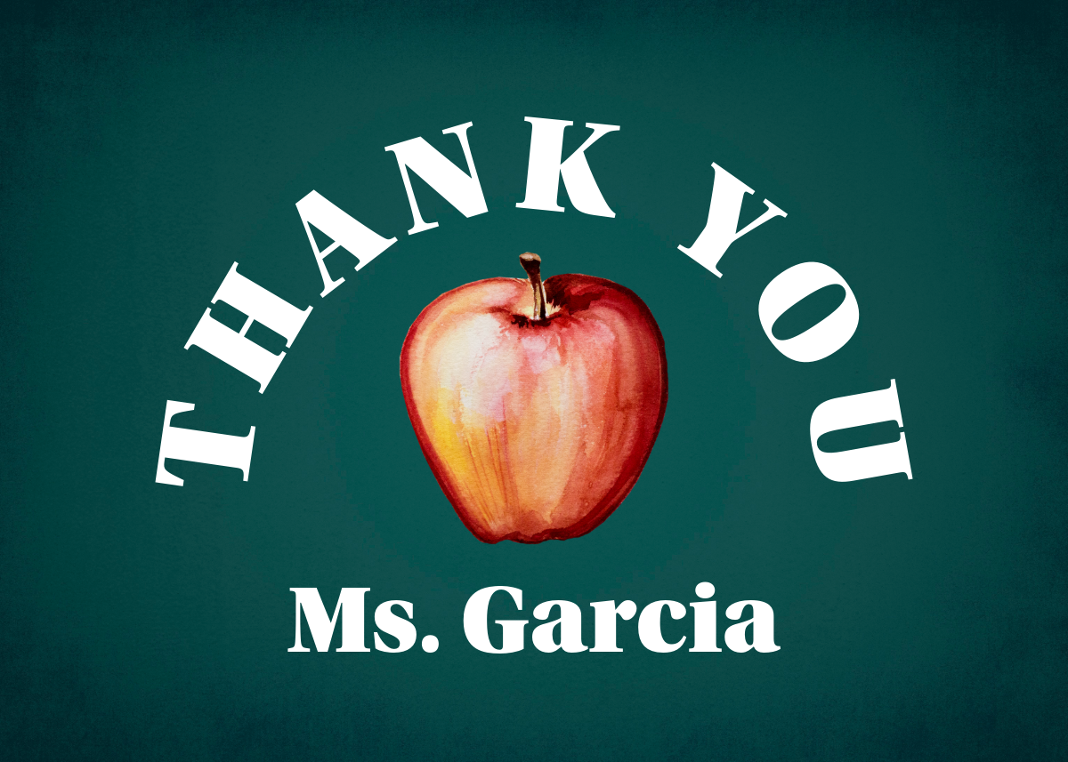 White & Green Teacher Thank You Card