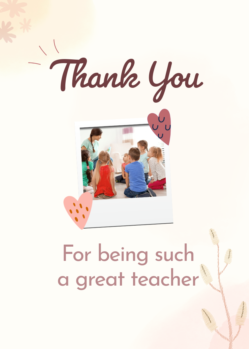Pink Brown Teacher Appreciation Card