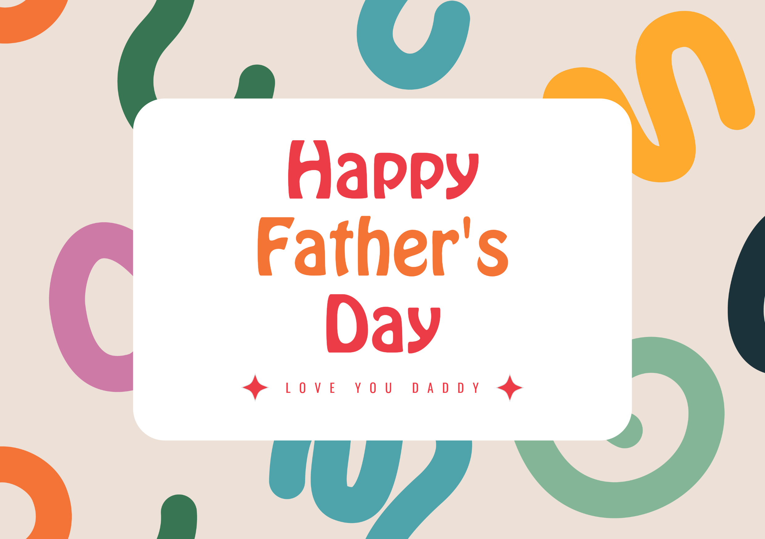 Colorful Fathers Day Wishes Print Card