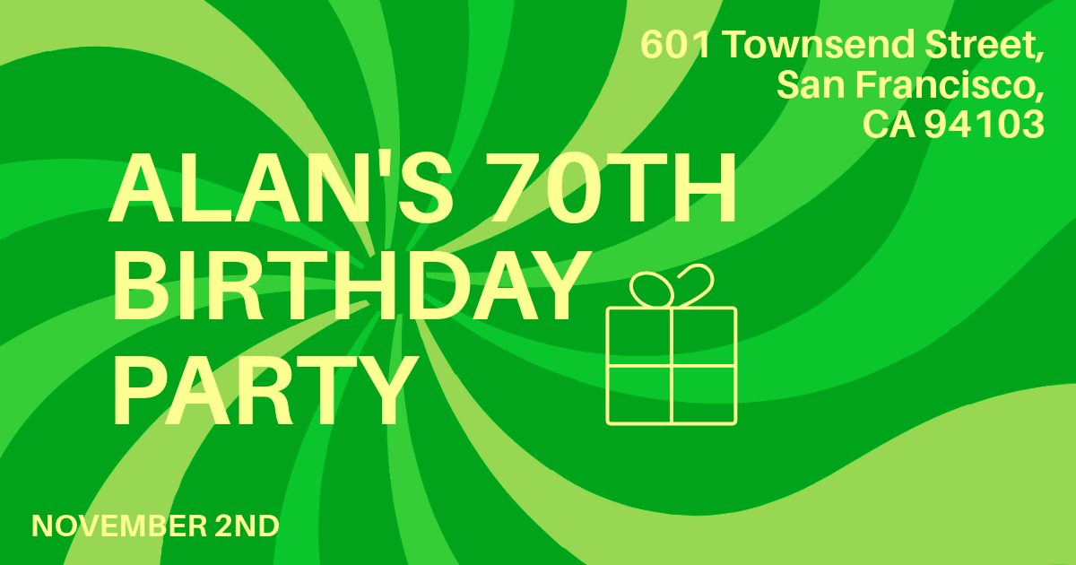 Green Swirl Birthday Party Facebook Event Cover