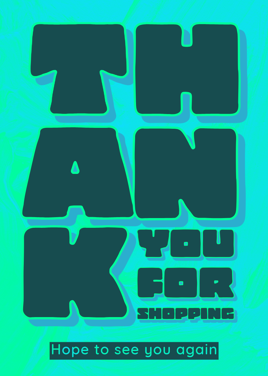 Blue and Green Layered Bold Thank You Card