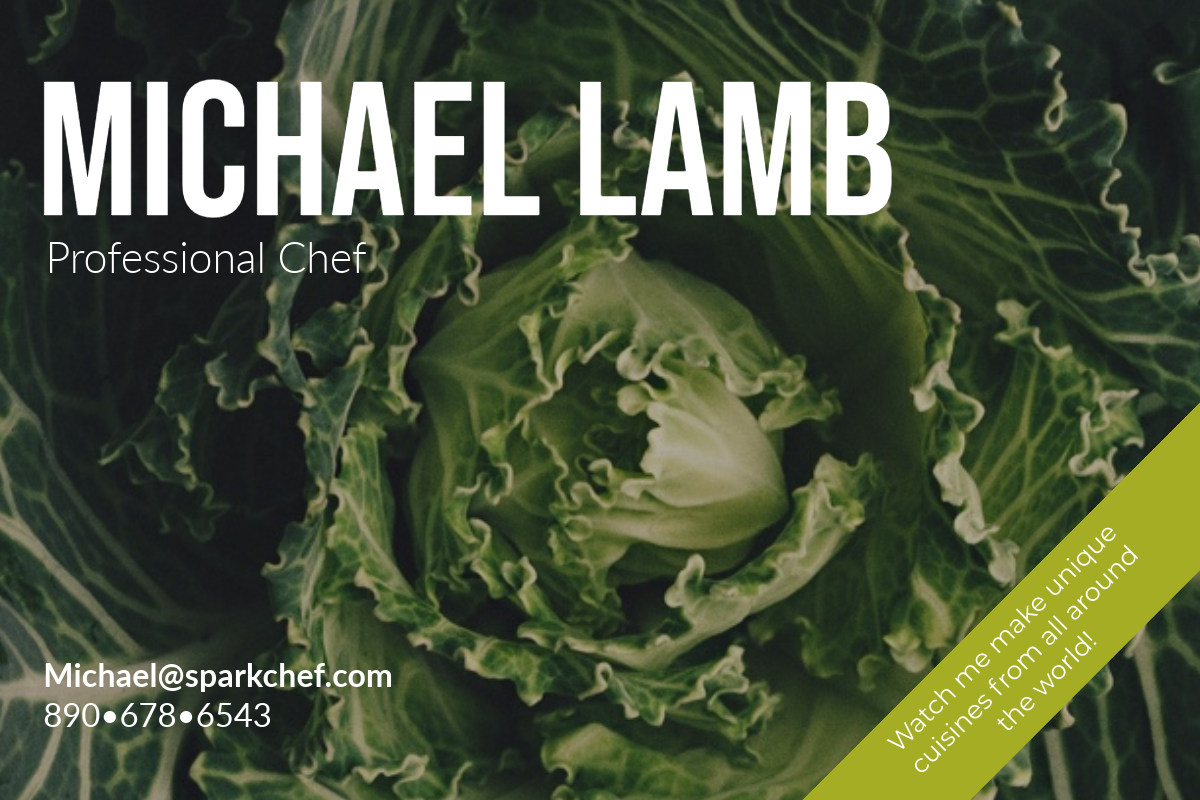 White And Green Cabbage Photo Chef Business Card