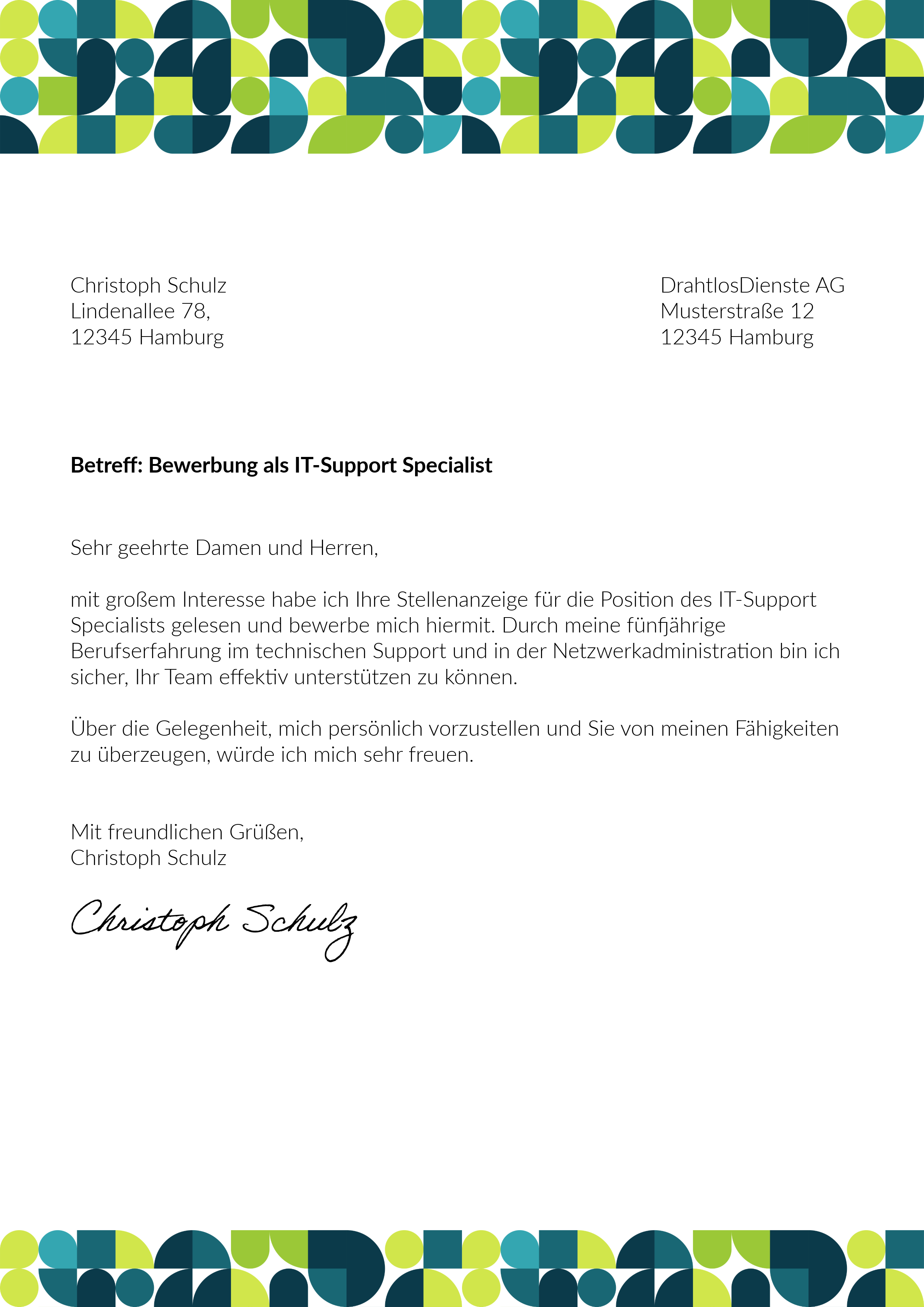 Grüner geometrischer Bewerbungs-Flyer