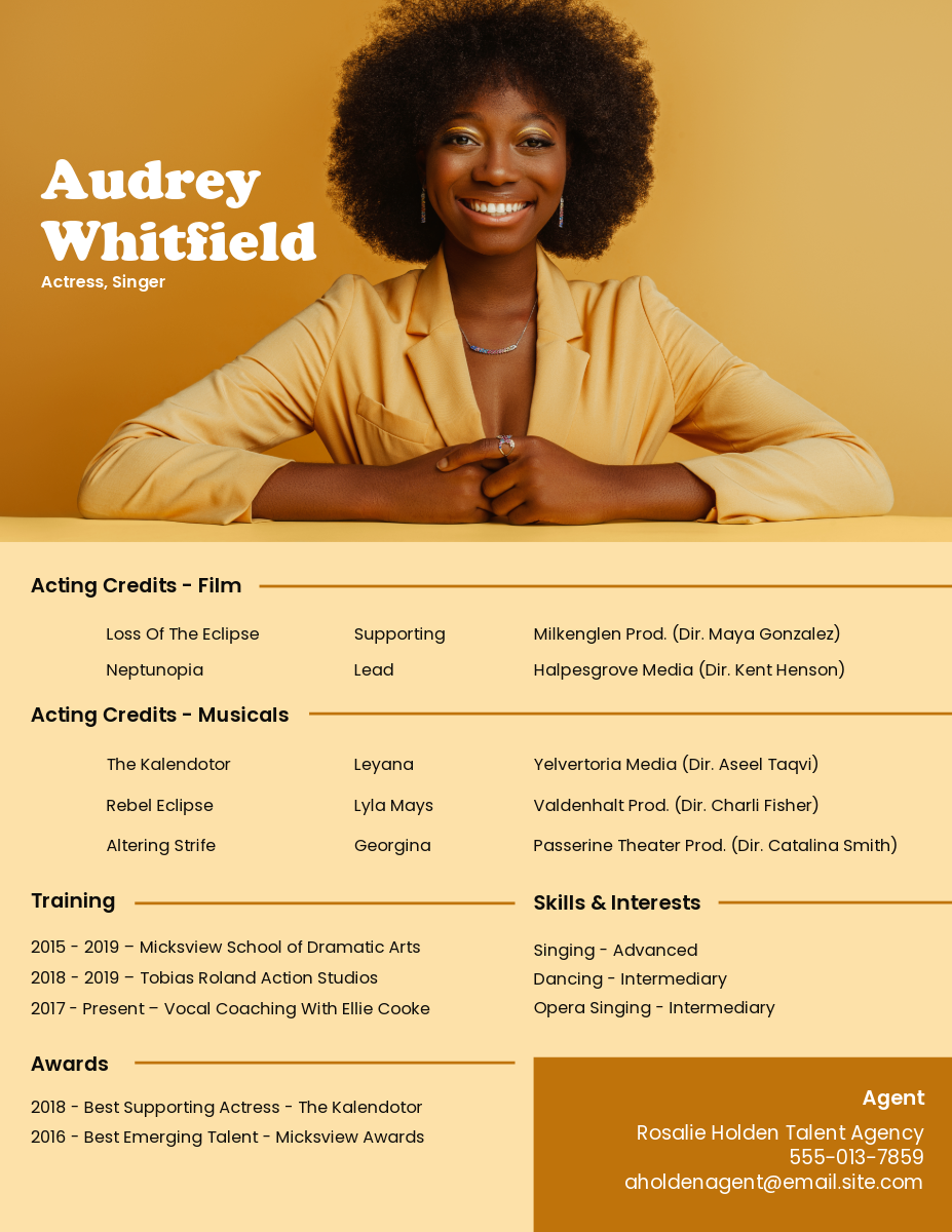 Yellow Photo Vintage Acting Resume