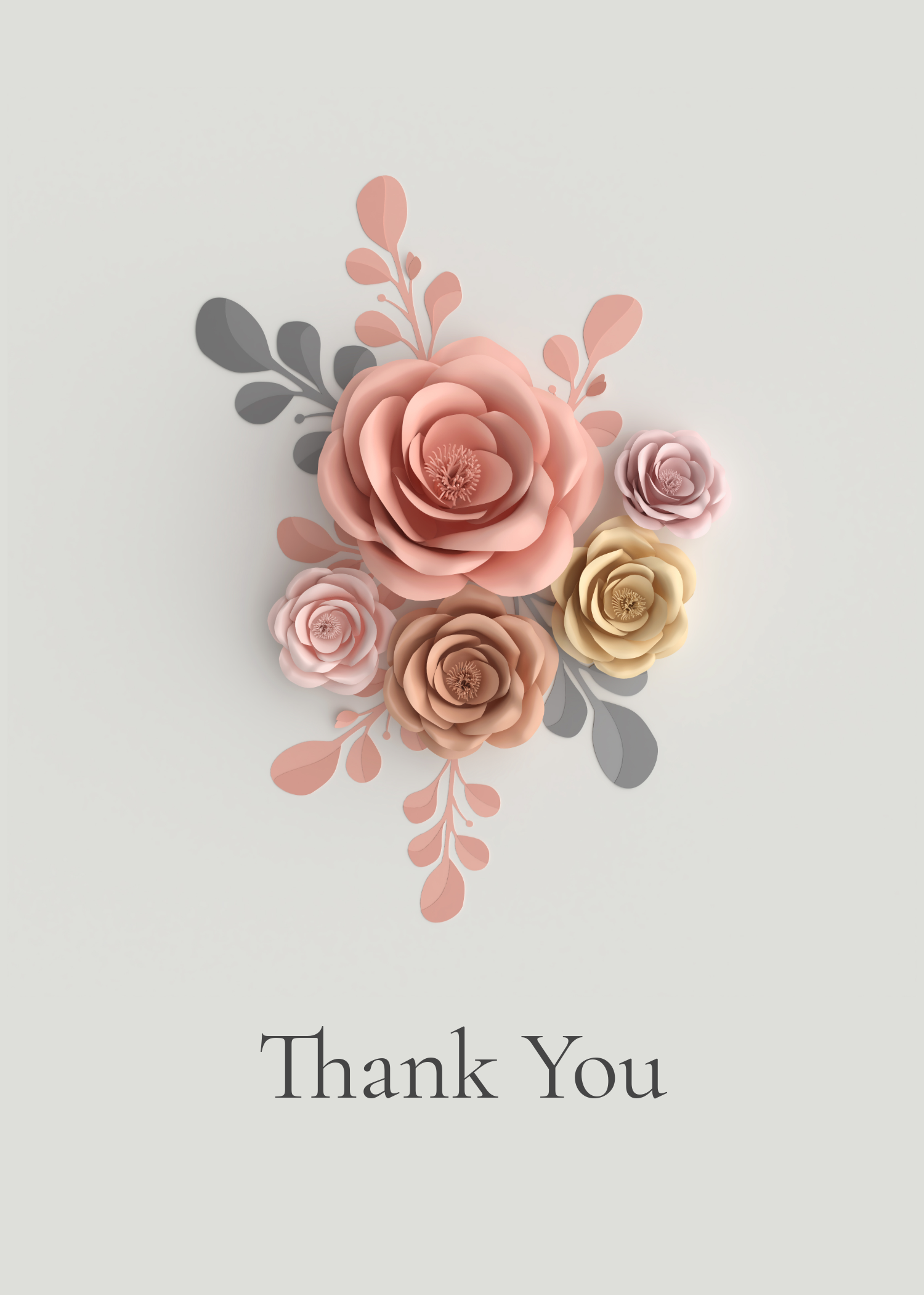 Cream And Pink Thank You Card