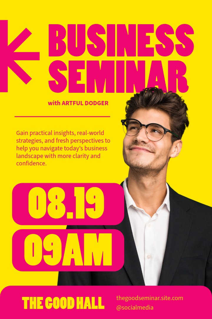 Pink and Yellow Business Seminar LinkedIn Post