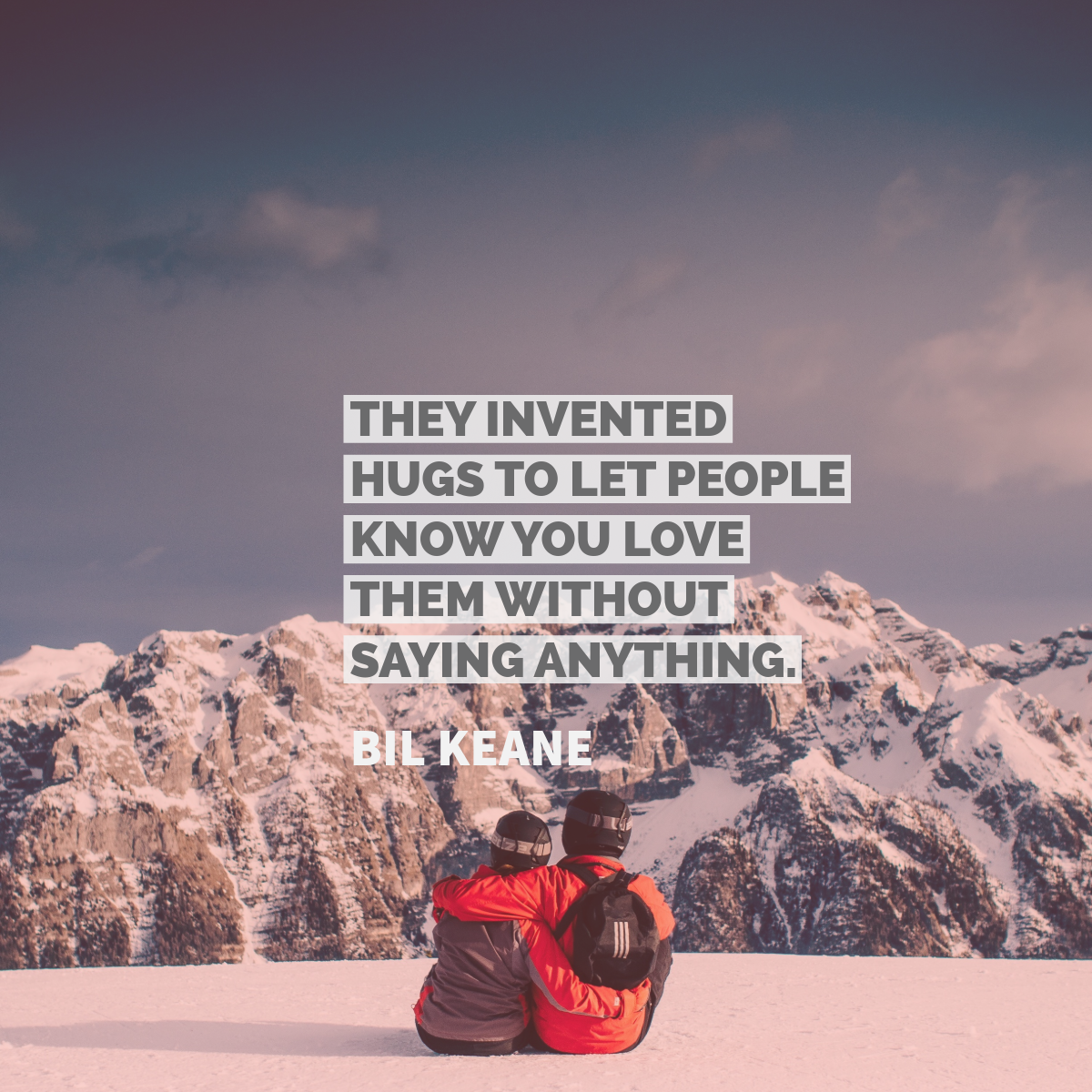 Hikers Hugging Photo Inspirational Quote on Love Instagram Square